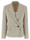 Brunello Cucinelli Women's Sparkling Linen Canvas Jacket With Jewellery In Gray