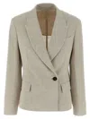 Brunello Cucinelli Women's Sparkling Linen Canvas Jacket With Jewellery In Gray