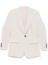 Brunello Cucinelli Linen Single-breasted Jacket Featuring Shoulder Pads In Beige