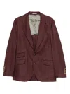Brunello Cucinelli Tailored Single-breasted Jacket Lapel In Burgundy
