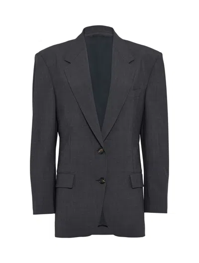 Brunello Cucinelli Suit-type Jacket In Grey Lignite