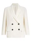 Brunello Cucinelli Women White Blazer With Classic Lapels And Front Patch Pockets In Twill Woman In Neutral