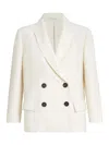 Brunello Cucinelli Women White Blazer With Classic Lapels And Front Patch Pockets In Twill Woman In White