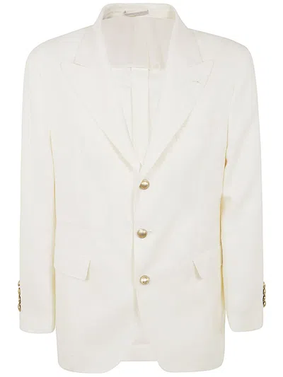 Brunello Cucinelli Single-breasted Twill Blazer In White