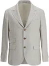Brunello Cucinelli Single-breasted Check Blazer In Gray