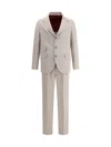 Brunello Cucinelli Tailored Silk Suit With Belt Loops In Beige