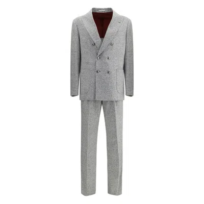 Brunello Cucinelli Tailored Suit Set Double-breasted Jacket In Gray