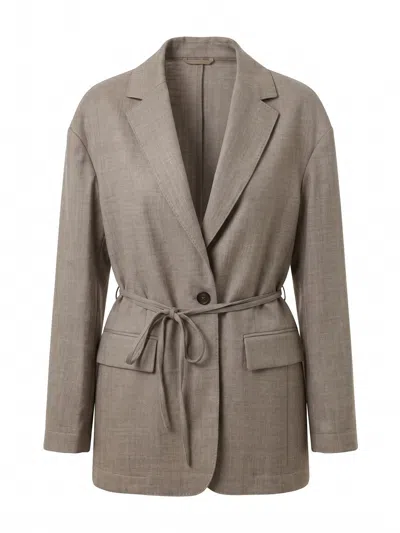 Brunello Cucinelli Long-sleeve Blazer In Gray