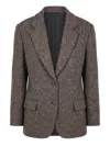 Brunello Cucinelli Herringbone-pattern Single-breasted Blazer In Brown