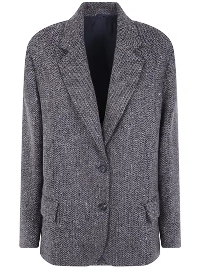 Brunello Cucinelli Single-breasted Virgin Wool Blend Jacket In Gray