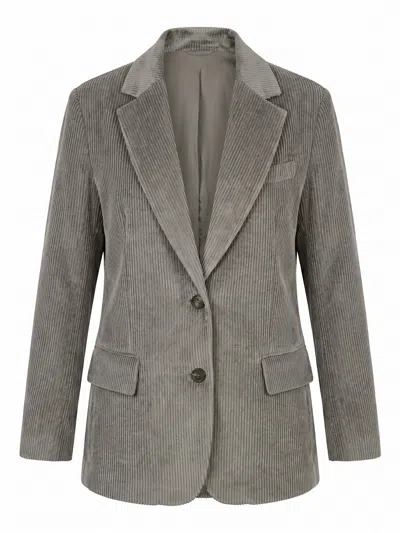 Brunello Cucinelli Long-sleeved Suit Jacket In Gray