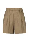 Brunello Cucinelli Baggy Shorts Pleated Front Belt Loops Pockets In Brown