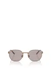 Brunello Cucinelli Polarized Titanium Geometric Round Sunglasses In Satin Gold