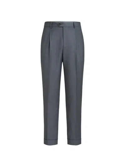 Brunello Cucinelli Super 150s Virgin-wool Four Season Batavia Trousers With Pleat In Gray