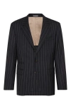 Brunello Cucinelli Men's Super 150s Chalk Stripe Batavia Blazer In Black