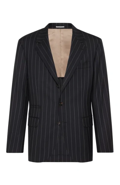 Brunello Cucinelli Men's Super 150s Chalk Stripe Batavia Blazer In Black