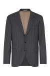 Brunello Cucinelli Chalk-stripe Wool Blazer In Grey