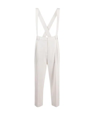 Brunello Cucinelli Suspender Tailored Trousers In White