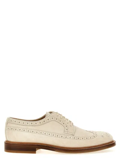 Brunello Cucinelli Swallows Nest Lace Up Shoes In White