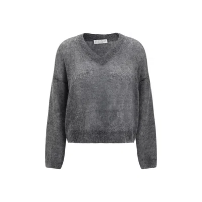 Brunello Cucinelli V-neck Sweater In Grey