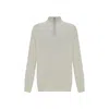 Brunello Cucinelli White Turtleneck Sweater With Zip Men