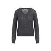 Brunello Cucinelli V-neck Cable Pullover Sequin Embellishments In Gray
