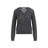 Brunello Cucinelli V-neck Cable Pullover Sequin Embellishments In Gray