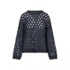 Brunello Cucinelli Sequin-embellished Open-knit Sweater In Blue