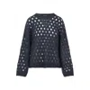 Brunello Cucinelli Sequin-embellished Open-knit Sweater In Blue