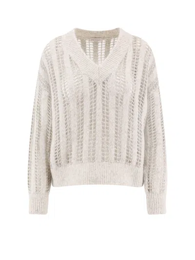 Brunello Cucinelli Sequin-embellished Sweater In Grey