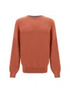 Brunello Cucinelli Long-sleeved Cashmere Sweater In Orange