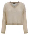 Brunello Cucinelli Sparkling Mohair And Wool Sweater In Beige
