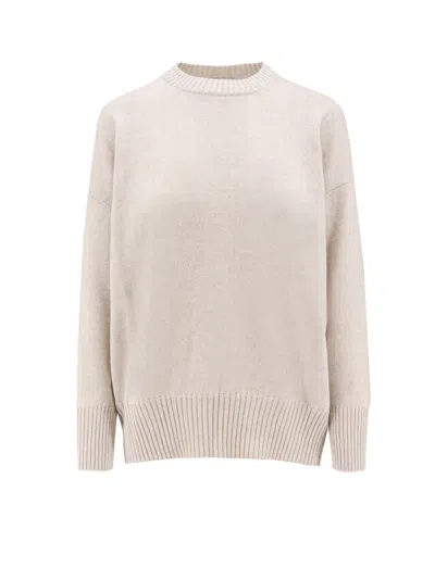 Brunello Cucinelli Embellished Knit Cashmere Sweater In Beige