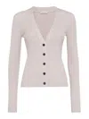 Brunello Cucinelli Cashmere-blend Sparkling Cardigan In Beige