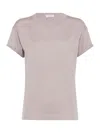 Brunello Cucinelli Sparkling Lightweight Cashmere And Silk Jumper In Beige