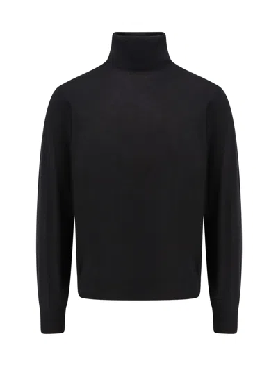 Brunello Cucinelli Blue Cashmere Turtleneck In Black