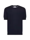 Brunello Cucinelli Blue Cotton Crewneck Sweater In Blu