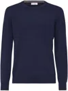 Brunello Cucinelli Crew Neck Knit Sweater In Blue
