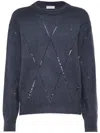 Brunello Cucinelli Sequin-embellished Knitted Jumper In Blue