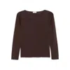Brunello Cucinelli Cashmere Boat-neck Sweater Ribbed Texture In Brown