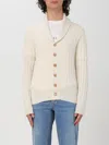 Brunello Cucinelli Cashmere Cardigan With Cable Knit Design In Beige