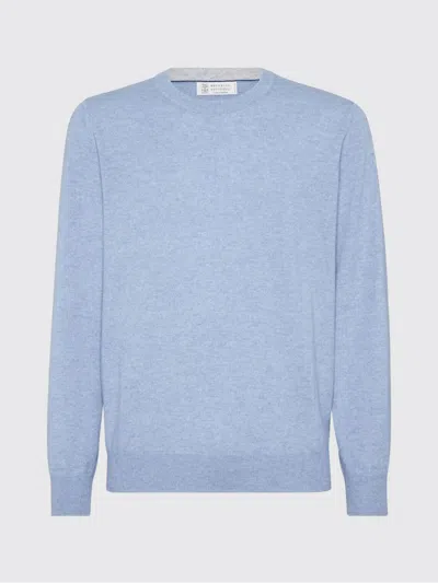 Brunello Cucinelli Cashmere Crew Neck Sweater Clothing In Blue