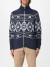Brunello Cucinelli Geometric Jacquard Cardigan In Wool And Cashmere In Blue