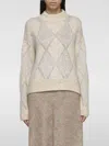 Brunello Cucinelli Sequined High-neck Jumper In Beige