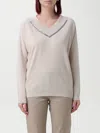 Brunello Cucinelli Sequin-embellished V-neck Jumper In Beige
