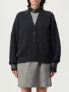 Brunello Cucinelli Ribbed Texture Cardigan With Contrasting Cuffs In Black