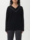 Brunello Cucinelli V-neck Cashmere Sweater With Signature Detail In Black
