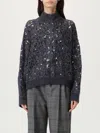 Brunello Cucinelli Dazzling Croc Embroidery Sweaters And Cardigans Blue In Blue