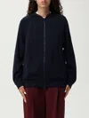 Brunello Cucinelli Hooded Sweatshirt With Side Stripe Detail In Blue