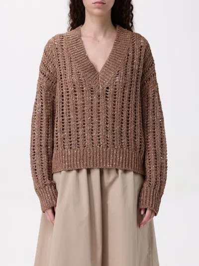 BRUNELLO CUCINELLI SWEATER BRUNELLO CUCINELLI WOMAN COLOR BROWN,G50054032